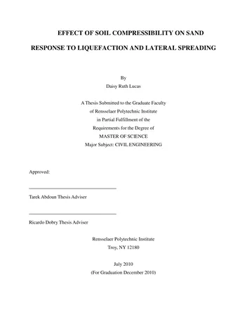 Más sobre Efecto de la Compresibilidad del Suelo en la Respuesta de la Arena a la Licuefacción y Dispersión Lateral.
