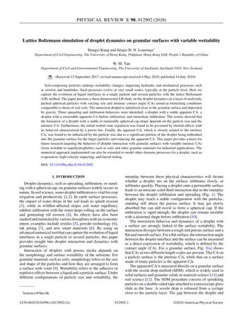 Más sobre Simulación de Lattice Boltzmann de la Dinámica de Gotas en Superficies Granulares.